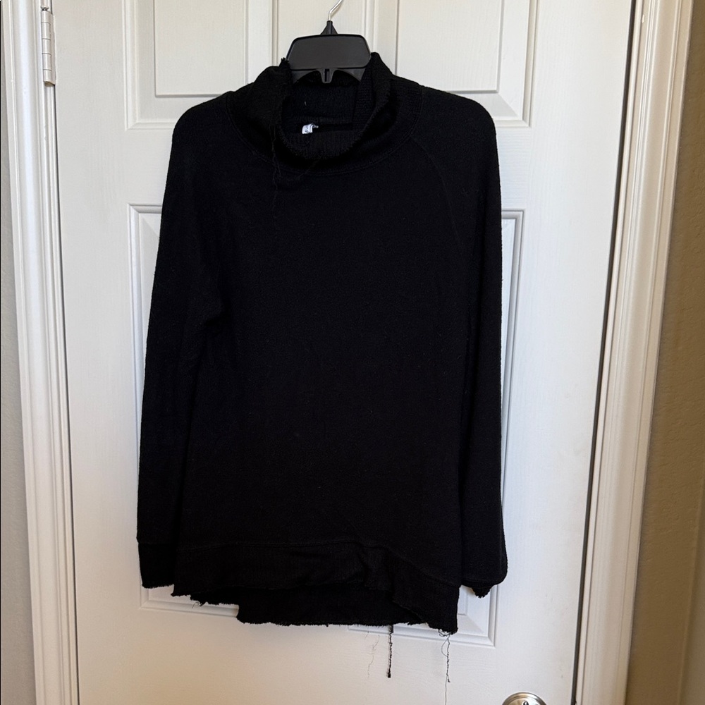 Z Supply Distressed Black Cowl Neck Sweater